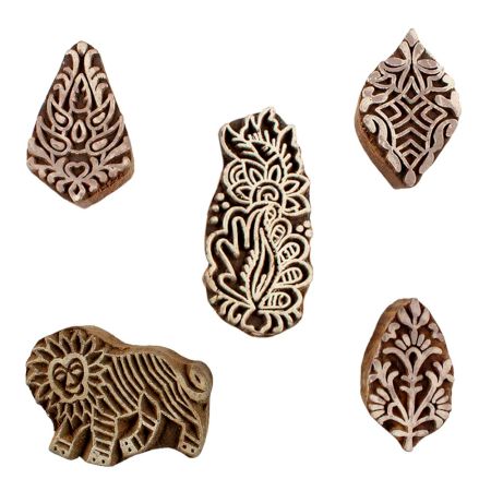 Set of 5 Piece New Mix Wooden Printing Blocks